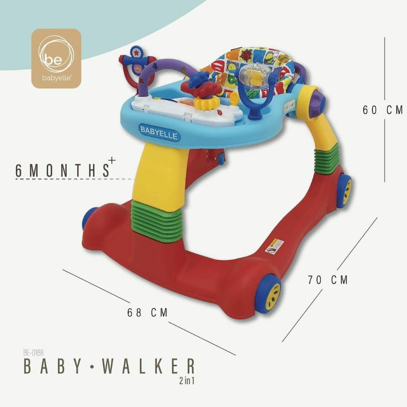 BABY WALKER 2 IN 1 BABYELLE BE 0188 kereta belajar jalan Baby Elle Makassar