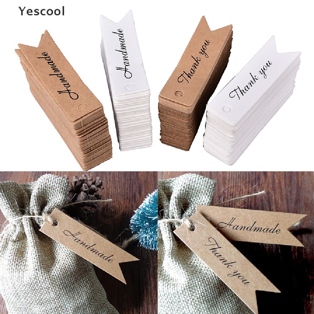 Yescool 100 Vintage Kraft Paper Tags Gift Price Craft Card Name DIY Tags Wedding Favor .