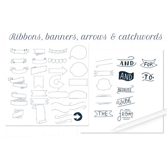 Procreate Brush - Ribbons, Banners, Catchwords Lettering Doodle Brush