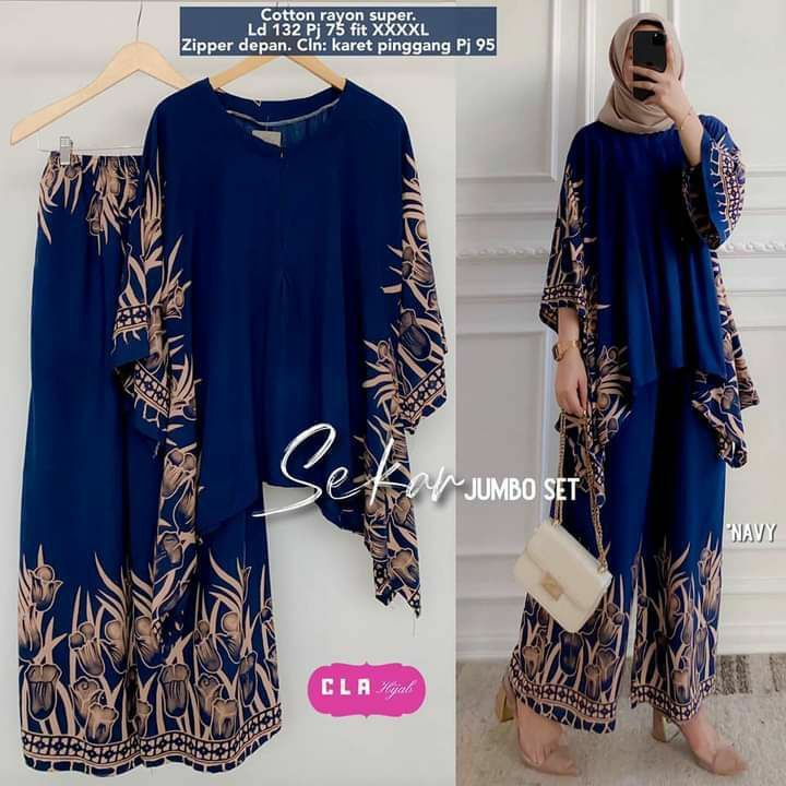 Setelan Tie Dye  Setelan Misma Jumbo Set by Sancaka Set Rayon Lengan Panjang Aik Big Set Jumbo Ld 140 DASTER SETELAN JUMBO SET // NIYARA JUMBO SET BY AMELIA // IRIS JUMBO SET // ONE SET JUMBO // SETELAN WANITA JUMBO LD 130 CM-sekar navy