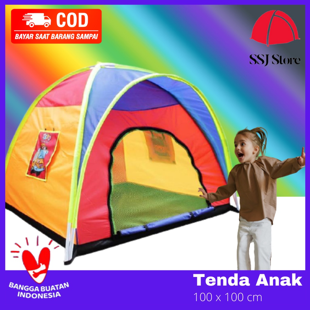 TENDA ANAK ANAK KARAKTER 100X100 cm / TENDA MAINAN ANAK / TENDA CAMPING ANAK / TENDA KEMAH ANAK  TER