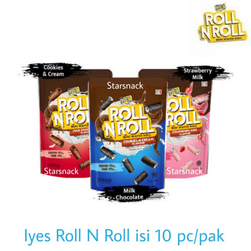 

Iyes Roll N Roll Coklat/Stroberi/Cookies & Cream isi 10 bj/pak