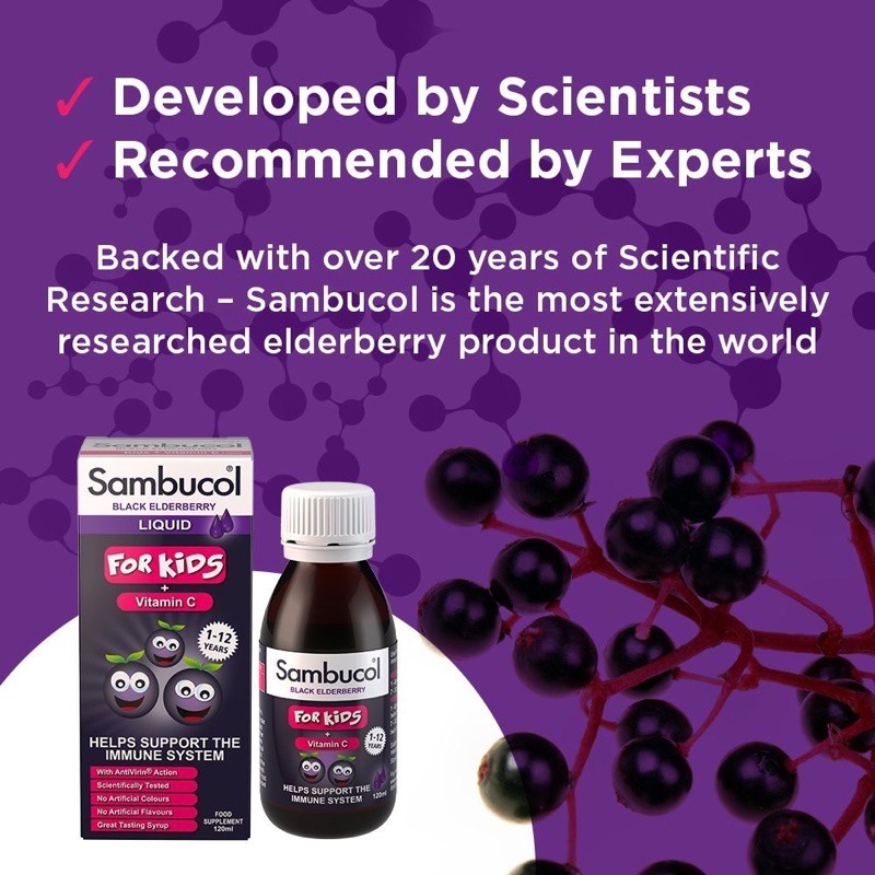 Sambucol kids UK version Vitamin C vit c  black elderberry 120ML