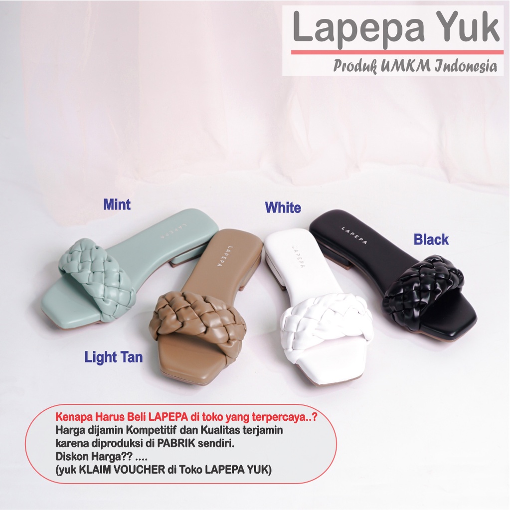 LAPEPA YUK - Sandal Wanita Teplek Selop ALEEA Sendal Slop Cewek Flat Slip On Tidak Licin Anti Slide Karet Jelly Promo Diskon Size 36 37 38 39 40 Sandal Casual Perempuan Warna BLACK Hitam Premium Original Kekinian Terbaru Shoes ORI Mall Official Store