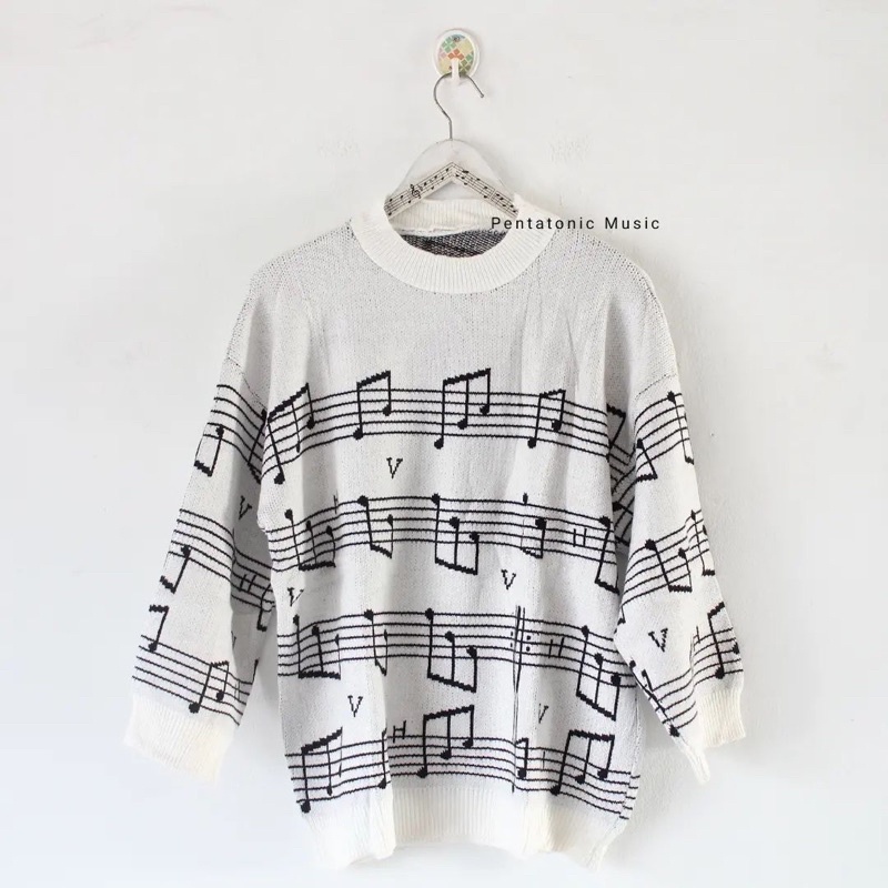 Jazz Knit Sweater Broken White Baju Atasan Musik Fashion Not Balok Lucu