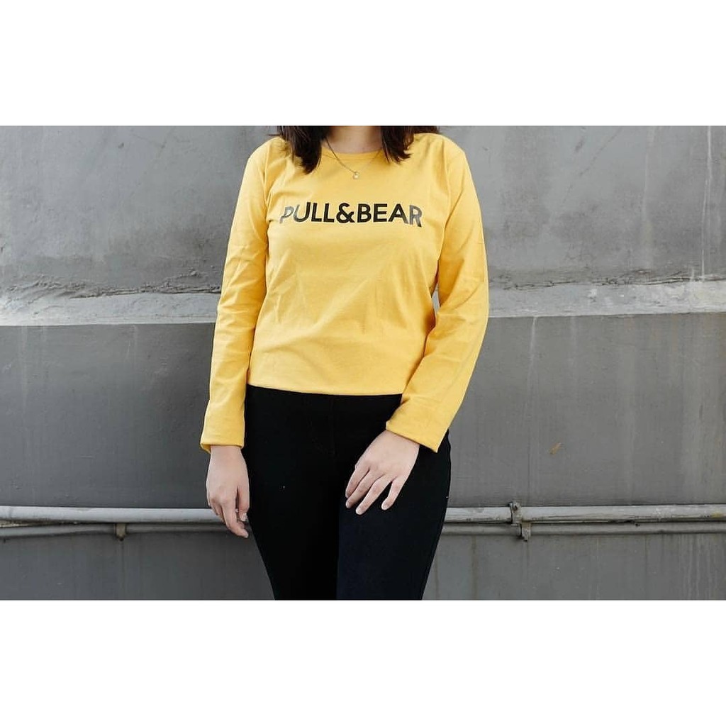 Kaos Lengan Panjang Pull and Bear (Kuning Mustard)