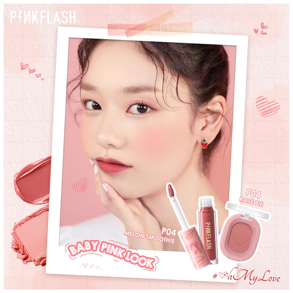 PINKFLASH OhMyLove Makeup Set 2 PCS Set All Day Matte And Moist Liquid Lipstick Radiant Soft Powder Blush