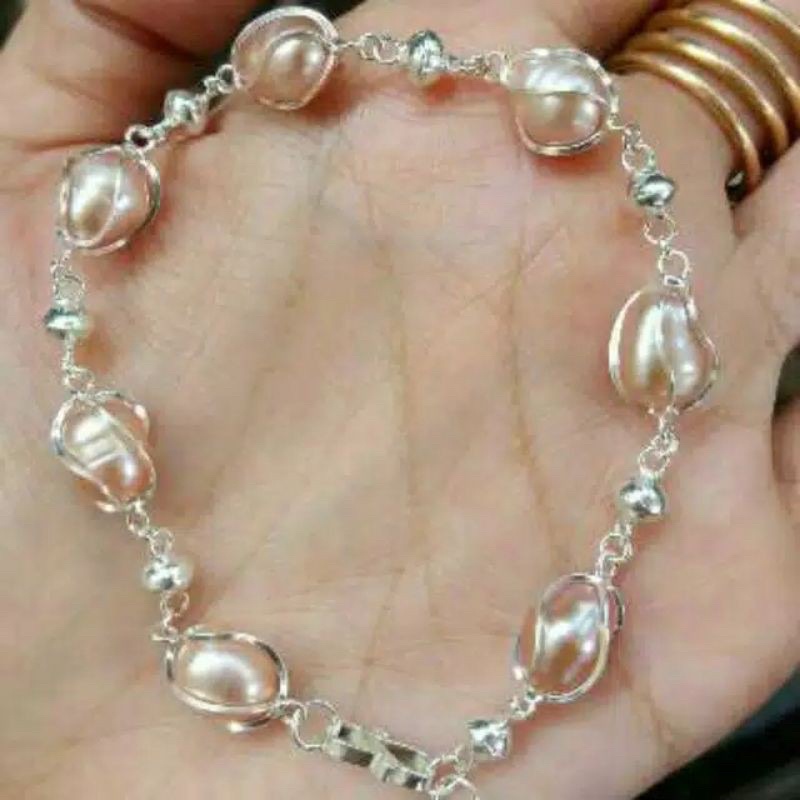 Gelang perak asli mutiara lombok