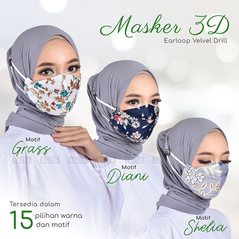 Masker 3D Earloop Velvet Drill