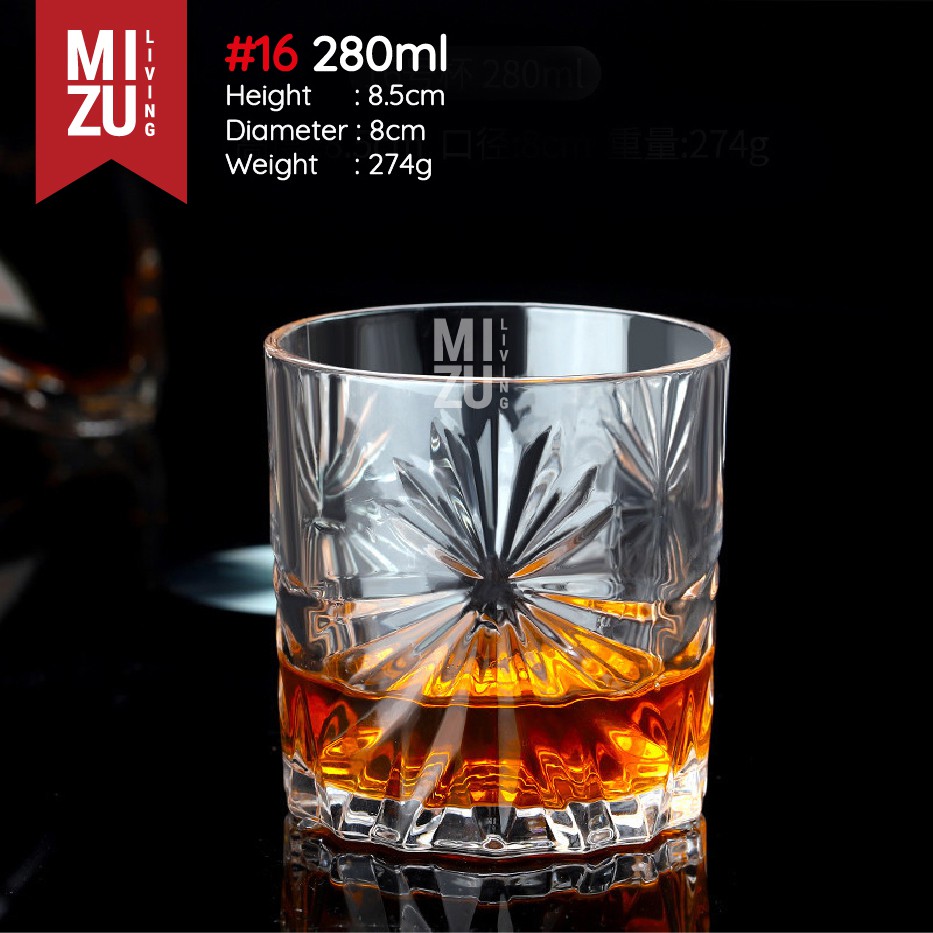 MIZU MILANO Whiskey Glass Gelas Kaca Whisky On The Rocks Gelas Air Minum