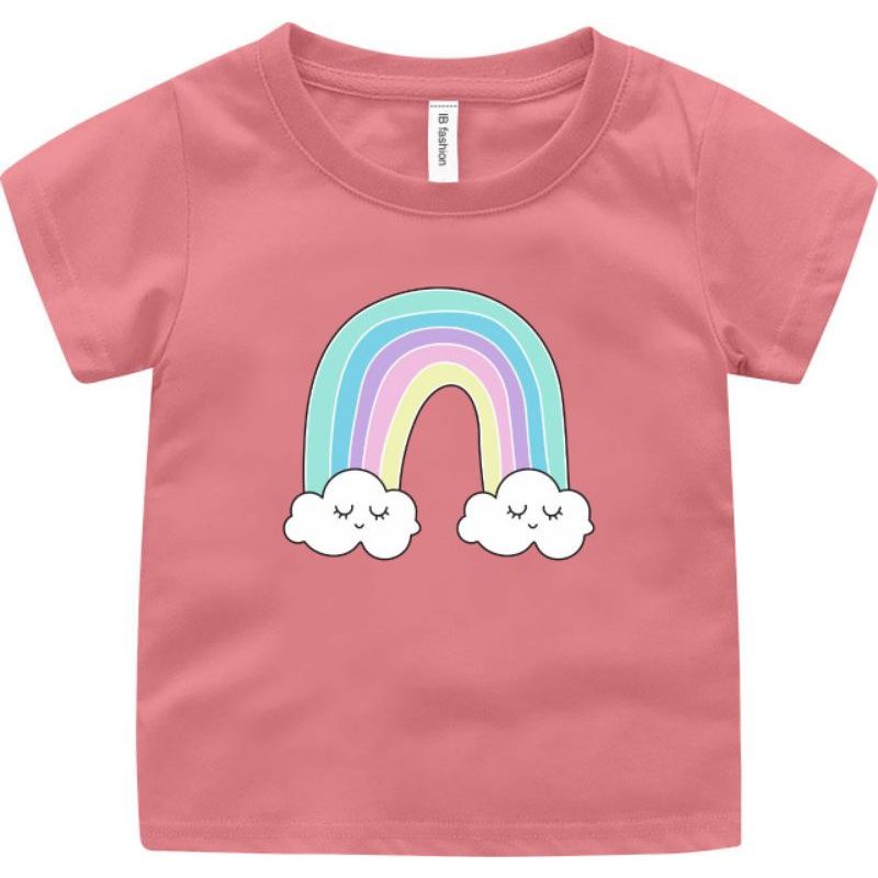 Kaos Anak Cewe Umur 2_15 Tahun Tshirt Baju Anak Perempuan Murah Motif Rainbow Uxlo Fashion