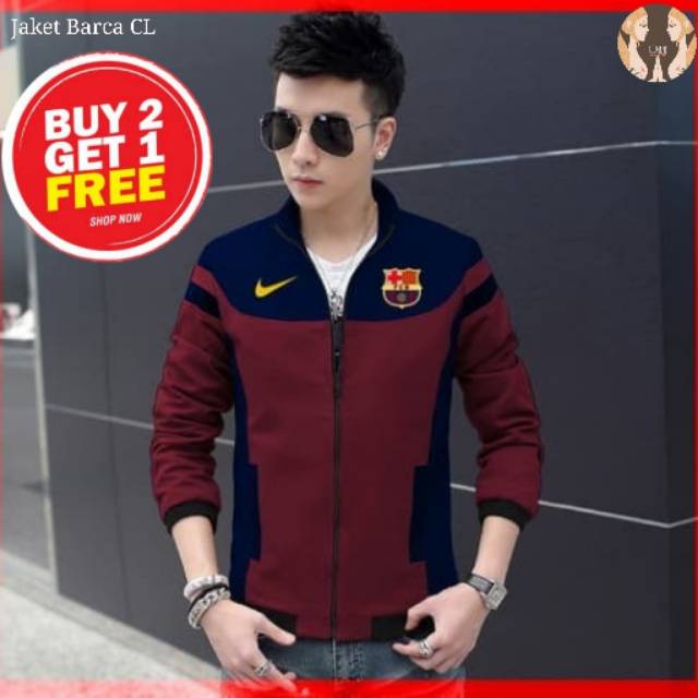 Bg Jaket Barca CL Jaket Jacket Pria Cowok Cowo Jepang Korea Trendy Modern terkini babyterry merah