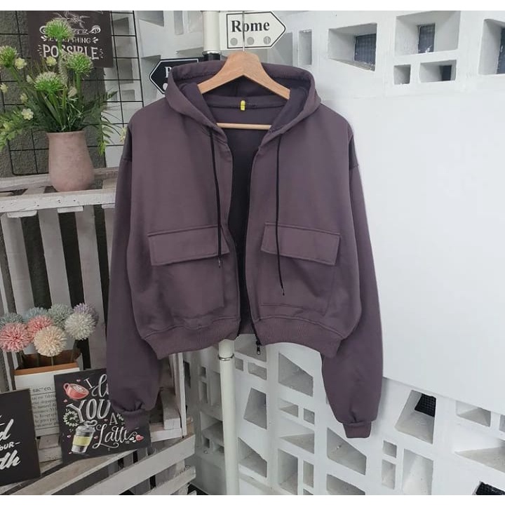 Sweater Wanita Grosir Berkualitas -Zarra Crope hoodie