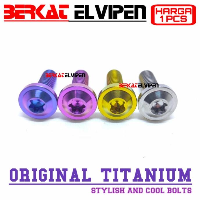 Baut Mur Pengencang Baut Titanium Big Head M8 X 25 Drat 12 Panjang 25Mm 2,5Cm