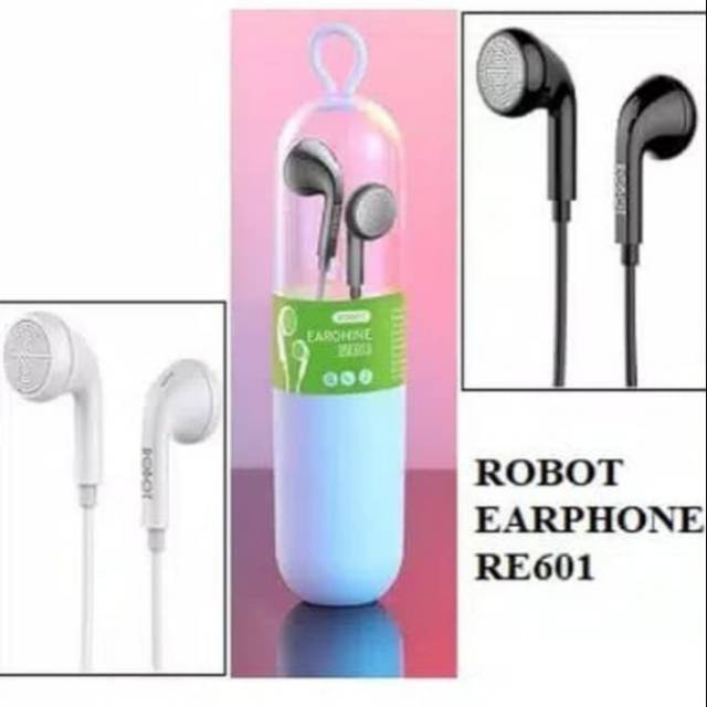 Headset Wired Earphone ROBOT RE601 handsfree Light weight Design - Hitam