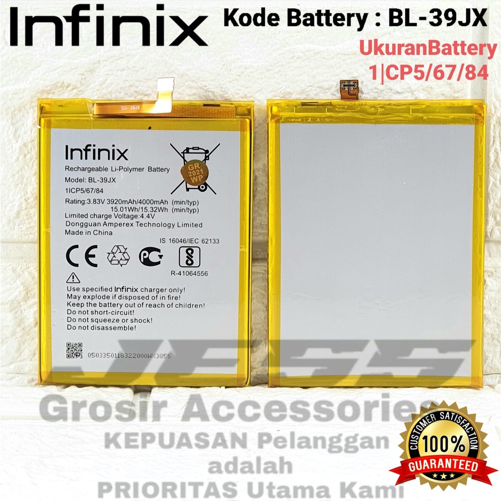 Baterai Original Infinix HOT S3X , X622 &amp; HOT 6X , X623 Kode Battery BL-39JX , BL39JX