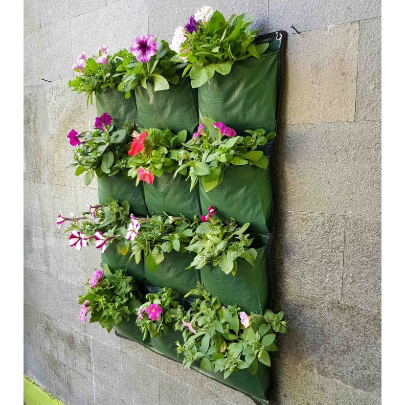 Wall Planter Easy Grow -12 Kantong (3x4) - Hijau