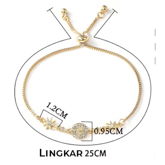 Gelang Serut Tangan Wanita Adjustable Bentuk Permata Berkilau Korea Dalika-6