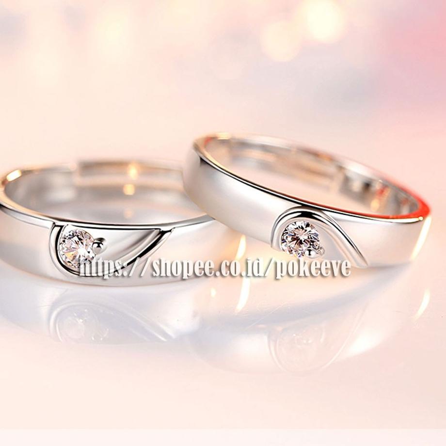 Terbaru.. Cincin Couple/ Tunangan Perak Buat Pasangan Pria/ Wanita 925 Sterling Silver Ring