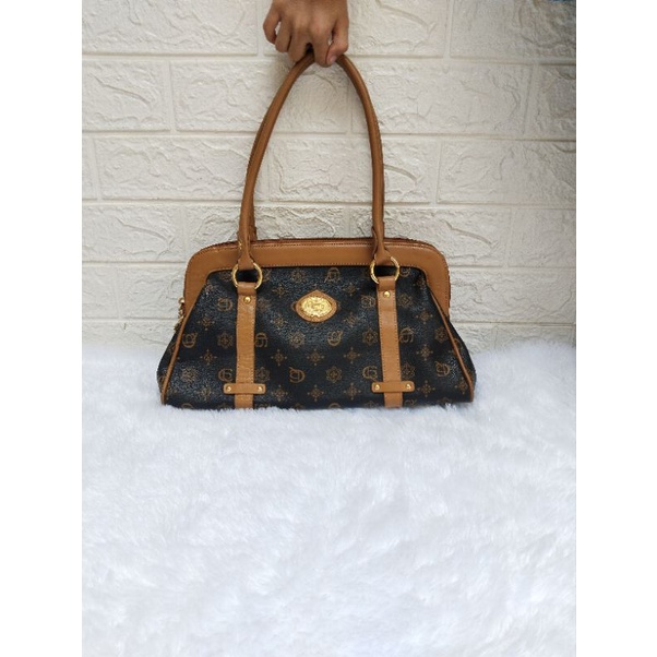 Tas Wanita Preloved Kulit Monogram Christian Reguerre Italy Branded Ori Auth Second Seken Bekas