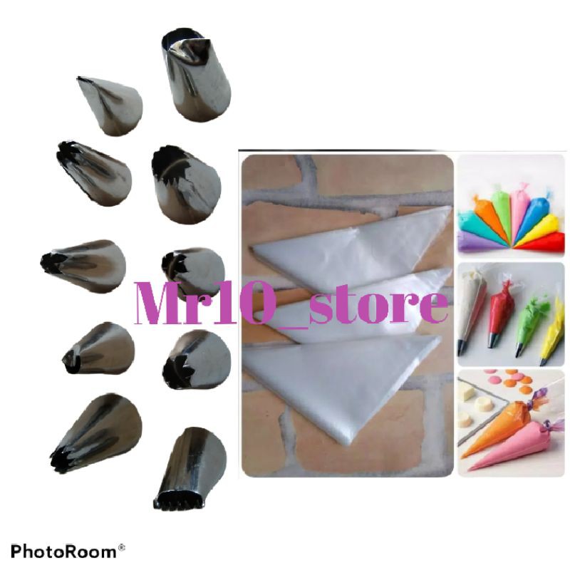 10 pcs SPUIT WILTON LOKAL MURAH gratis 10 pcs plastik segitiga/piping bag