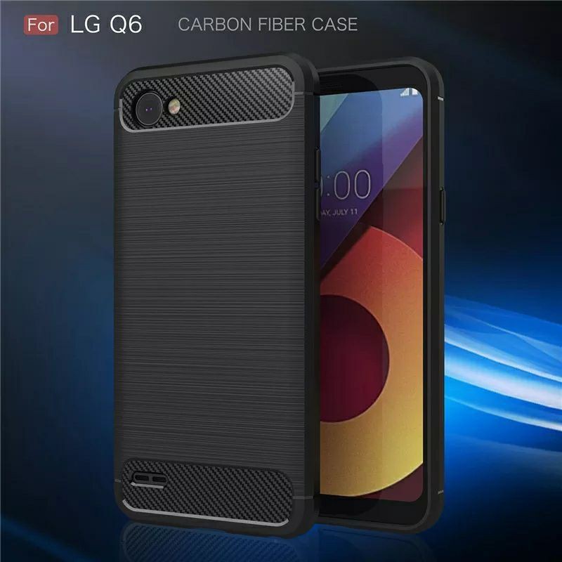 Softcase Carbon Fiber LG Q6/Q6 Plus Rugged Armor Back Cover Case