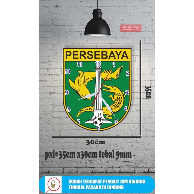 Jam Dinding Logo Persebaya Merchandise Unik Keren Besar Ukuran Jumbo Artistik Ekonomis Terbaru Walldecor