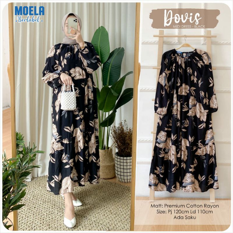 Dovis Long Tunik / Midi Dress Premium Cotton Rayon Original Moela