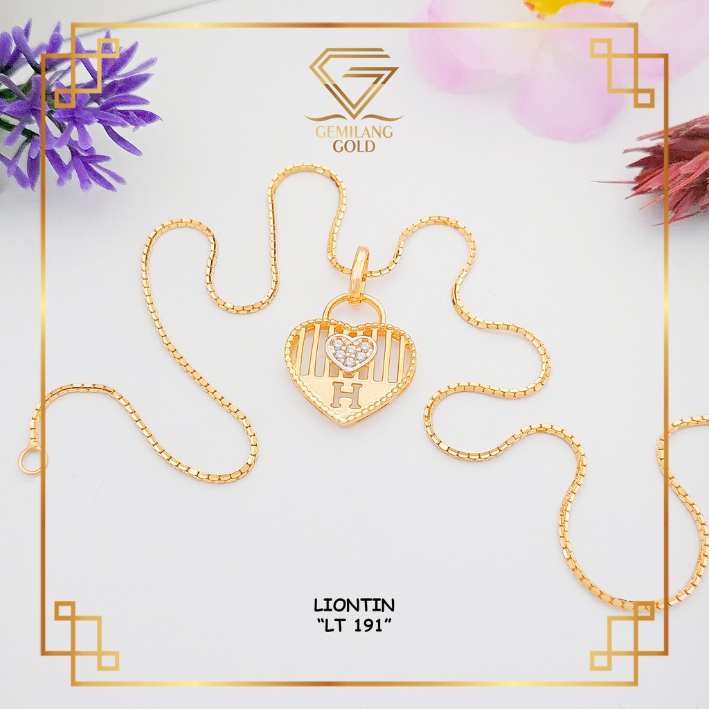 LIONTIN EMAS ASLI KADAR 300 (6K) & 375 (8K) MODEL BRENDED H3RMESS & LOVE IKATAN CINTA KUNCI GEMBOK L