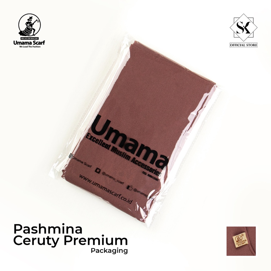 Umama Scraf Jilbab Pashmina Ceruty Premium 175x75cm Kerudung Phasmina