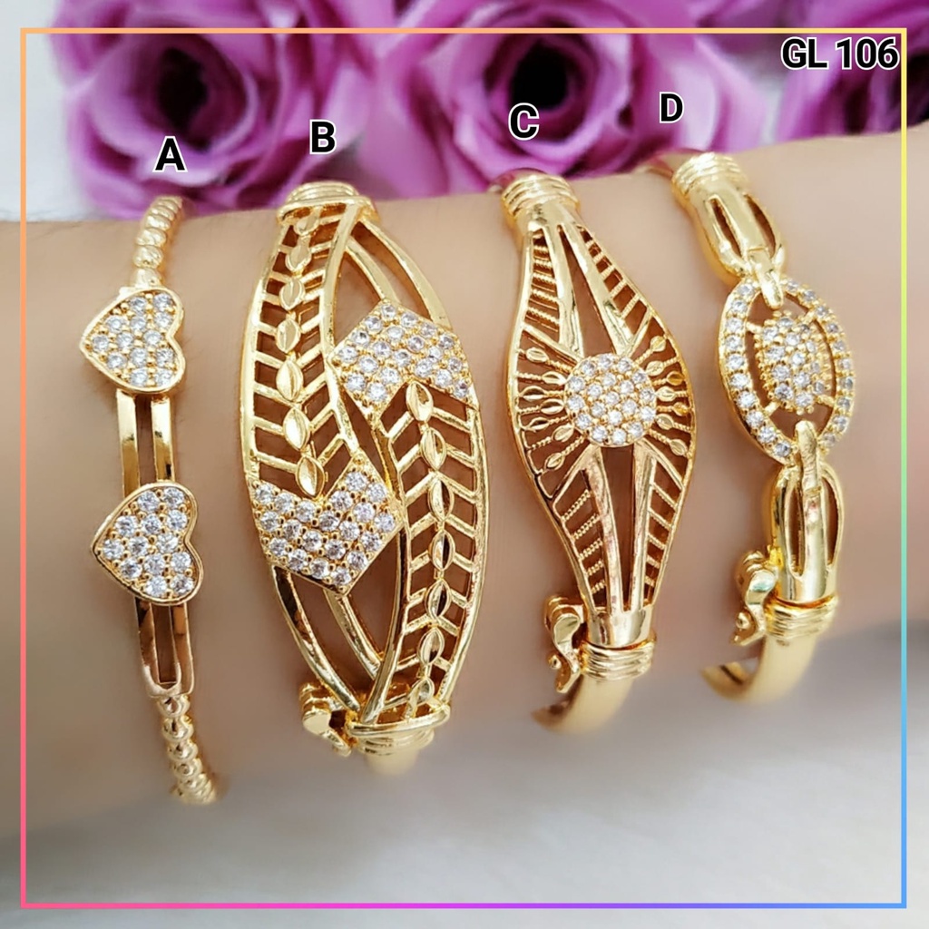 Gelang xuping gelang bangkok dewasa permata zirkon perhiasan lapis emas gold GL 106