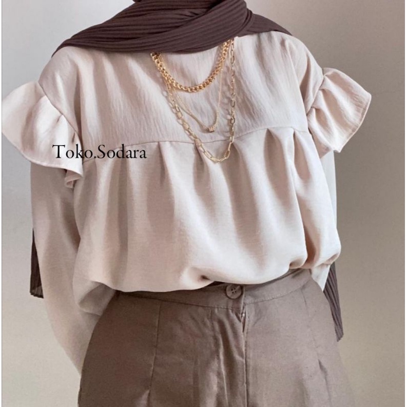 Blouse Wanita Hafiza // Hafiza Blouse Crincle // Blouse Lengan Balon Korea Style