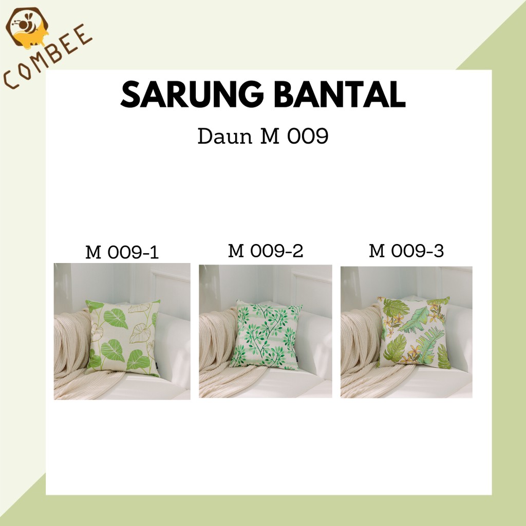 Pillow Case / Sarung Bantal / Sarung Tutup Bantal Sofa Kain Cotton Linen Daun M009