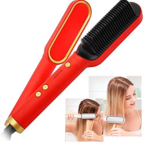 JT - Catok Sisir Pelurus Rambut Hair Straightener Curler 2 in 1 catokan sisir listrik