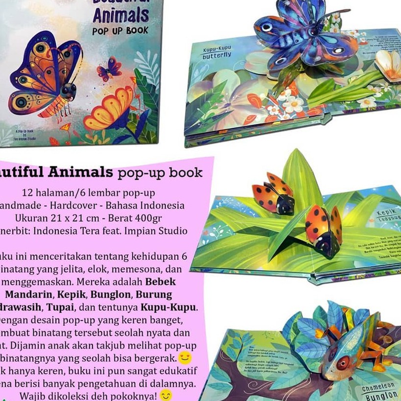 Buku Pop Up Book Impian Studio Wiu Wiu Dino KRIK KRIK KRIK Laut Rumahku Beautiful Animals 123DBK0057