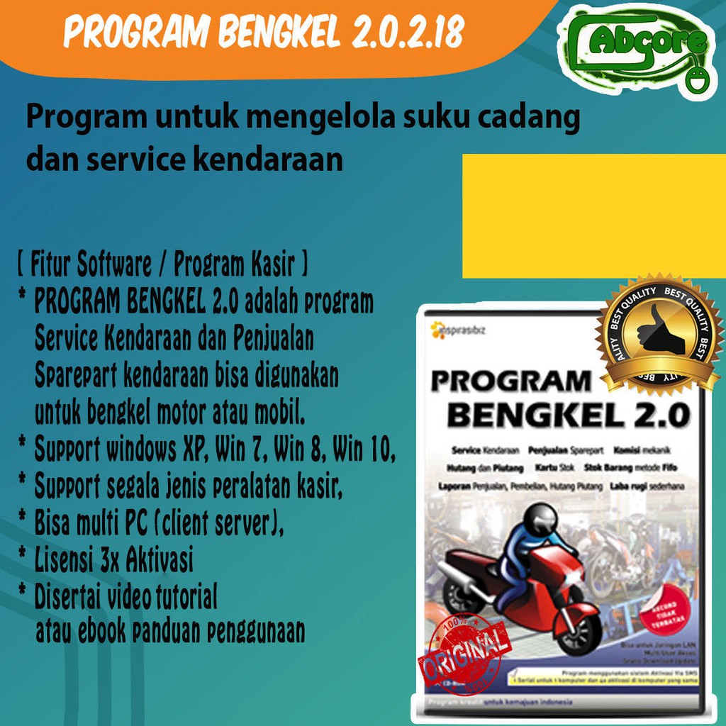 program bengkel motor dan mobil bagus original