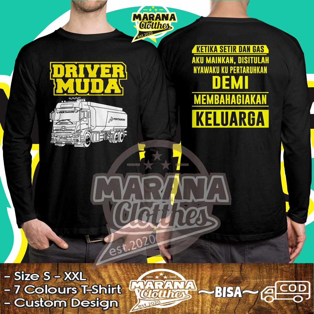 Kaos Baju Driver Muda Mobil Truk Tangki Pertamini Lengan panjang Baju otomotif