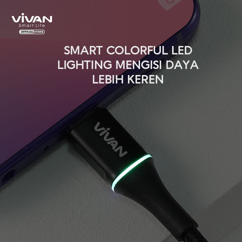 Vivan Data Cable Micro Usb 2.4A LED Light Quick Charge 100CM VDM100