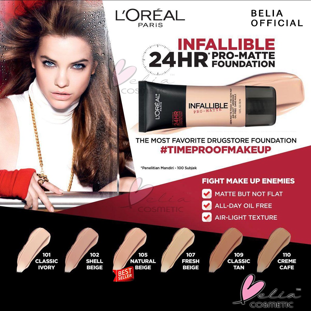 ❤ BELIA ❤ L'OREAL PARIS Infallible 24H Matte Cover 35ml SPF20 PA+++ | Loreal Longwear Matte Foundation | High Coverage | Natural Result