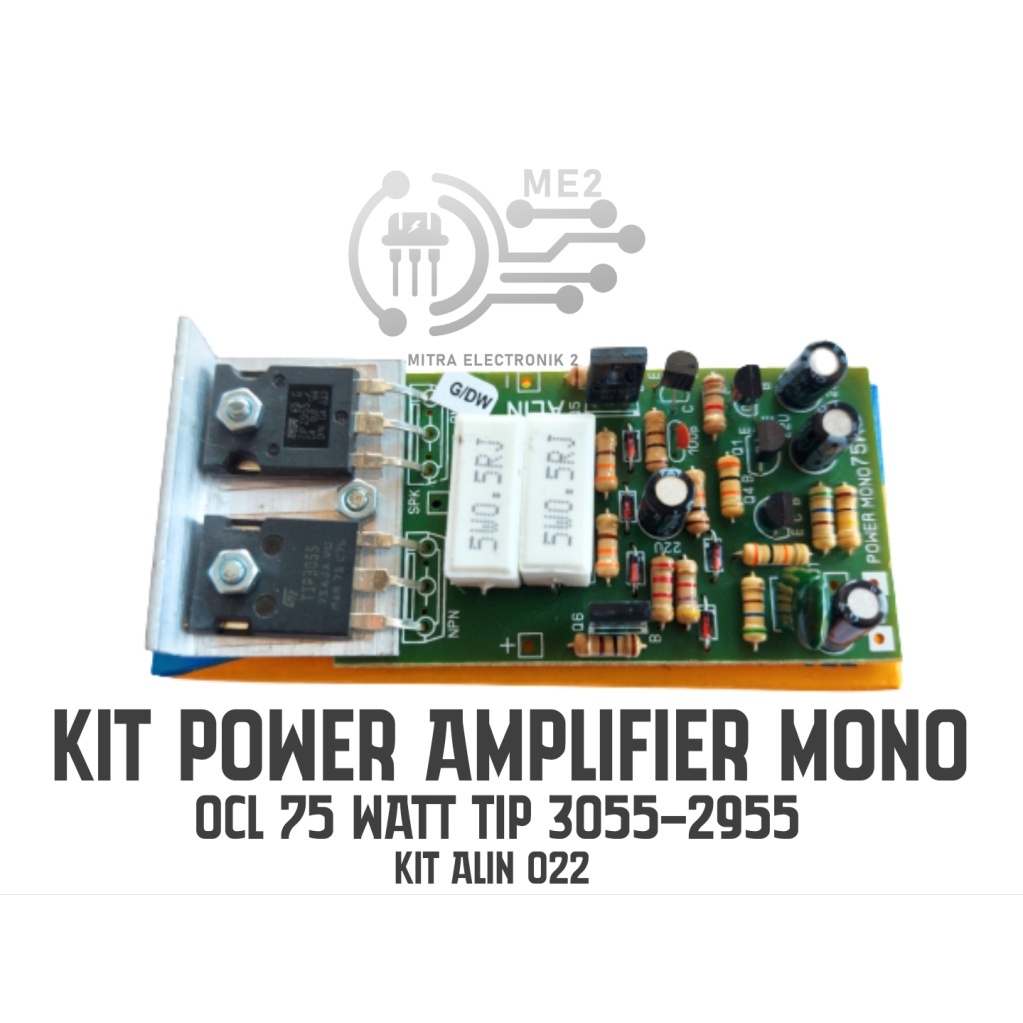 KIT POWER AMPLIFIER  AMPLI 75W  WATT MONO PLUS TIP 3055-2955 PLUS HEATSINK ALIN AN 022