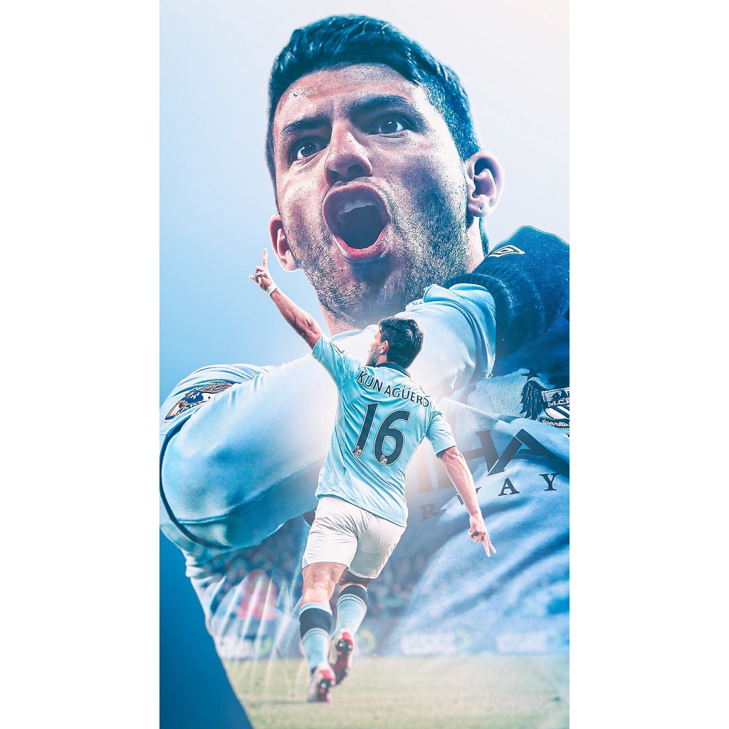 POSTER HIASAN DINDING KUN AGUERO POSTER DINDING AESTHETIC FOOTBALL