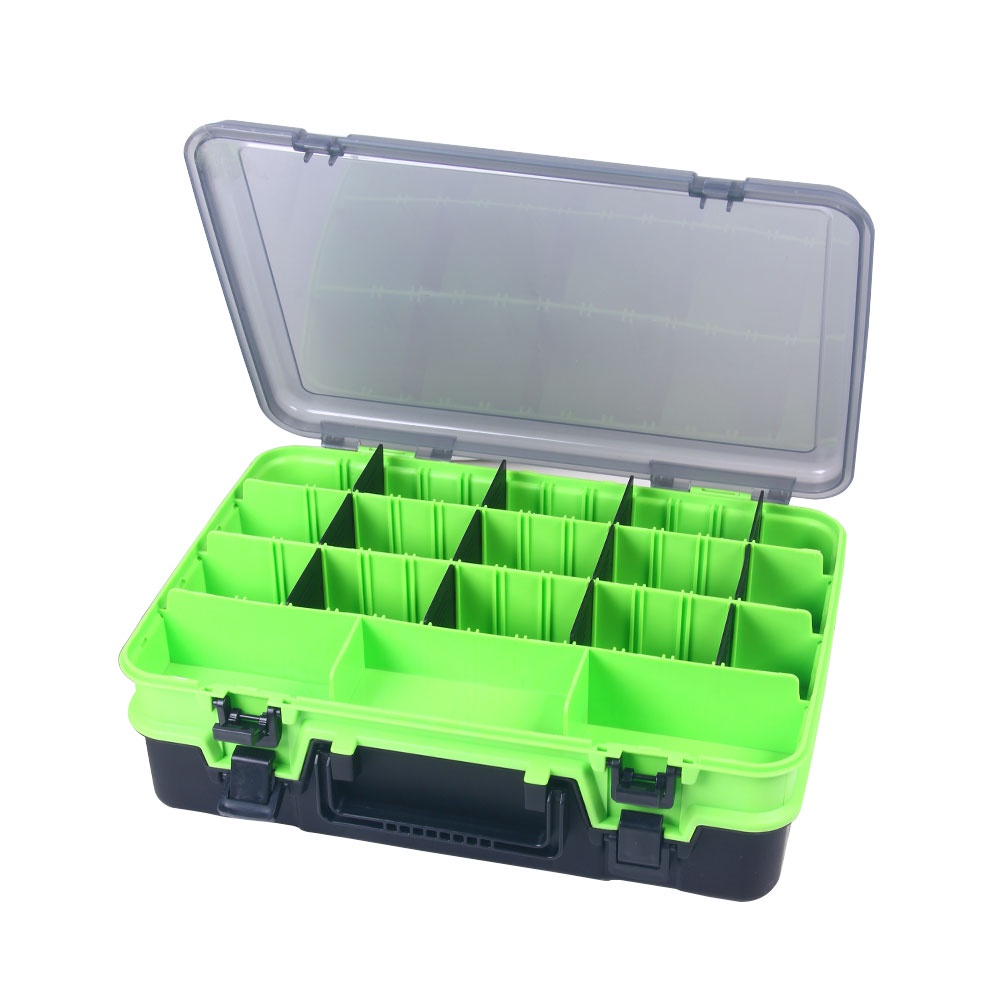 HENGJIA Double Layer 18 Compartments Fishing Tackle Boxes Fishing Lure Box Organizer Fishing Bait Tackle Storage Case