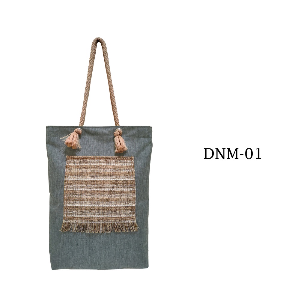 Tote Bag Tali Sumbu Kantong Depan Totebag Wanita 37x30x5cm Motif DNM-01
