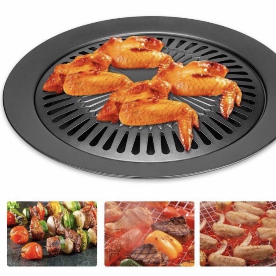 Ultra Grill Alat panggang 32 CM Anti Lengket /Panggangan Grill Pan/ Pemanggang BBQ Grill Bulat 32 CM