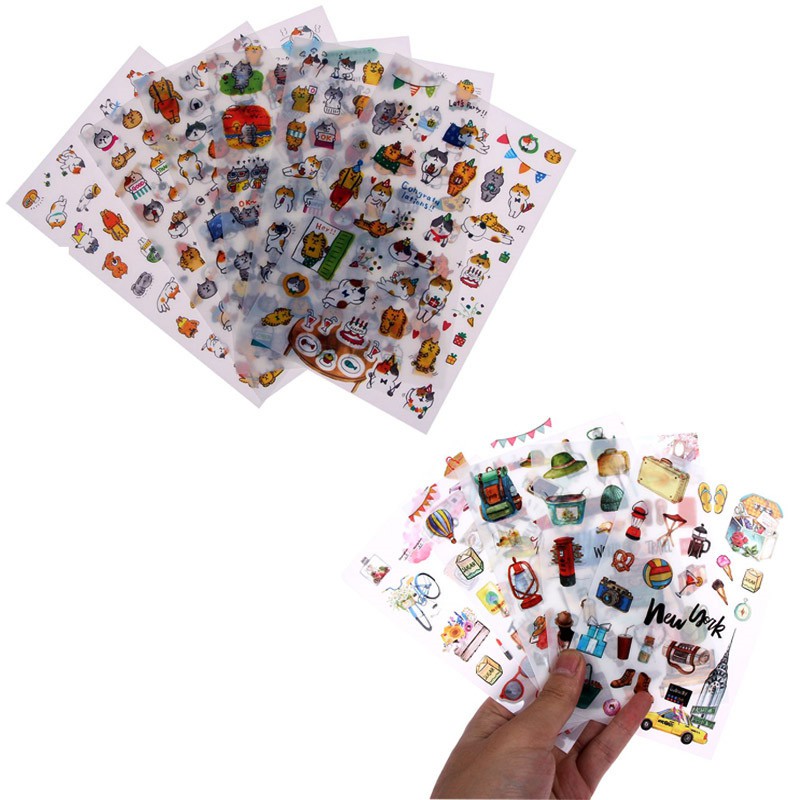 

INDORETAIL | 6 Pcs/set Perjalanan Dunia Kartun Hewan Stiker PVC Gambar Kertas Pasar Planner Buku