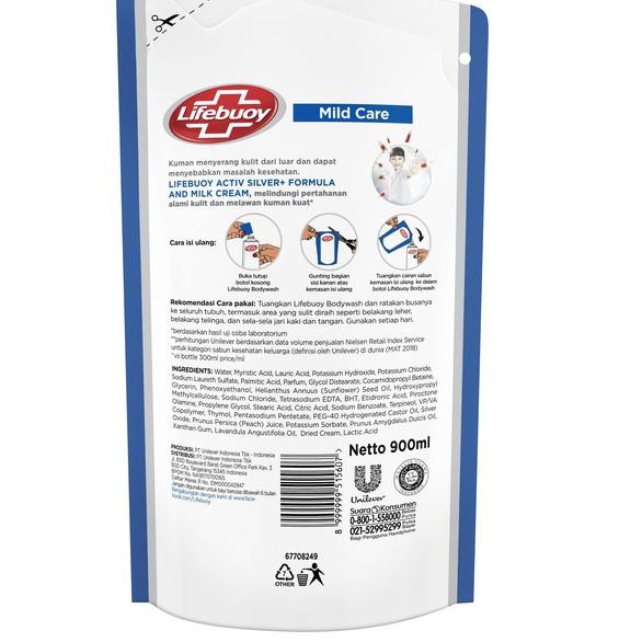 >7473< Lifebuoy Sabun Cair Mild Care Refill 900 ml - Multi Pack