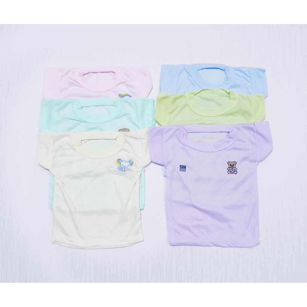 1 Lusin Kaos Oblong Harian Atasan Baju Lengan pendek Murah ( Usia 0 - 12 Bulan ) / Baju Oblong Bayi