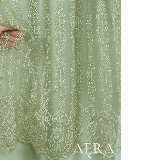 ♀ 1/2 meter Kain Brokat Tile Prancis Bahan Kebaya Motif Akar Bunga Floral / Motif Sapto / Sage Green