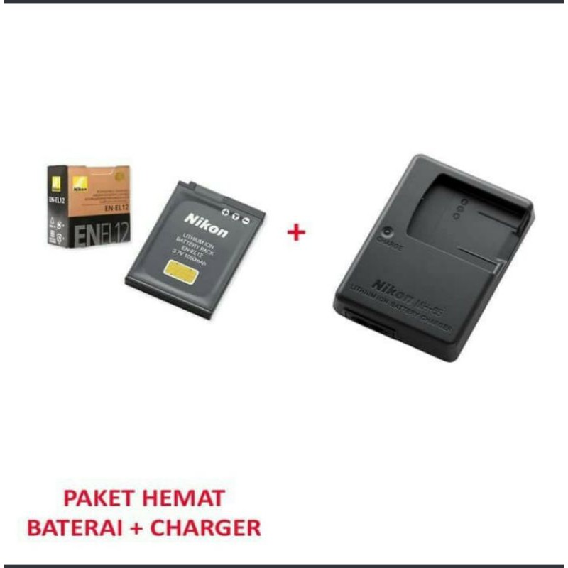 Paket baterai dan charger kamera Nikon coolpix AW100 / AW110 /AW 120