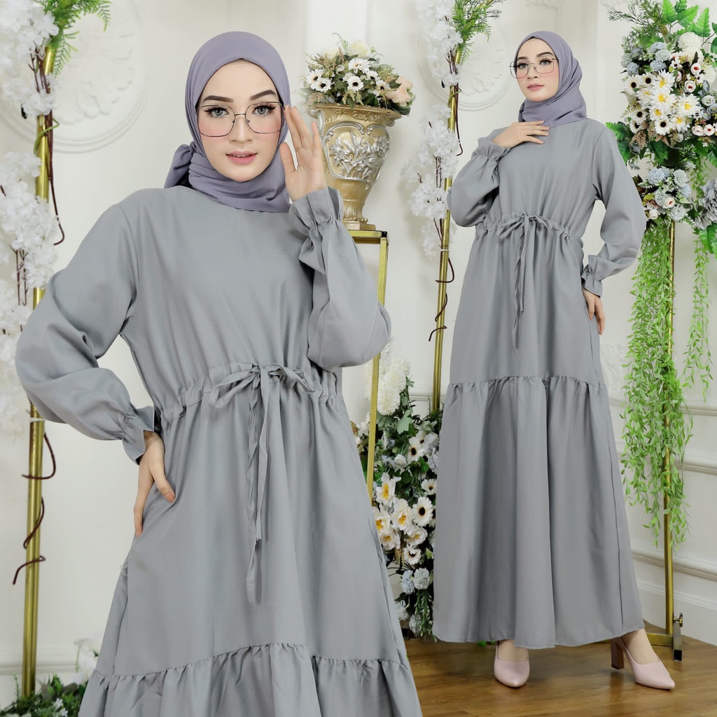 HOPYLOVY - Maxi Dress Wanita Model Serut Thalia